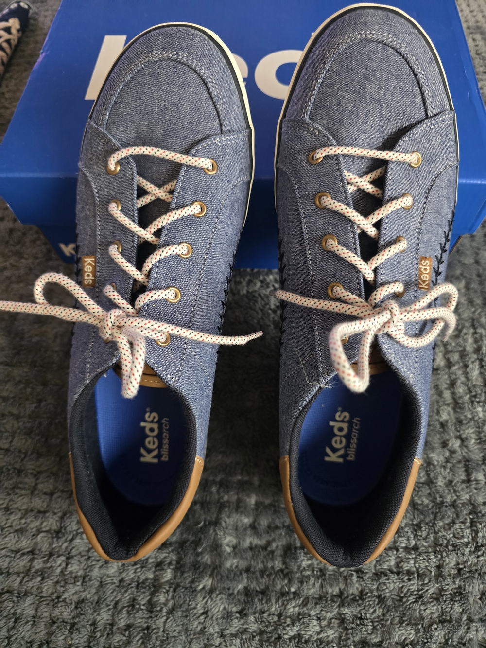 Keds Denim Casual Sneakers in Blue with Tan Accents